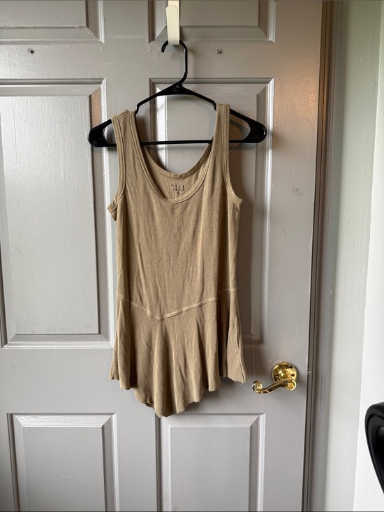 G.I.L.I Tops - G.I.L.I. Beige Swing Tank with Flared Hem